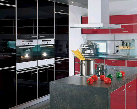 Pro High Gloss Black Red Kitchen Red is not just used in modern kitchens