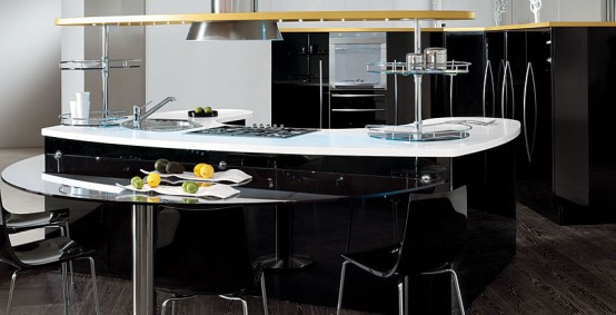 Skyline-–-Modern-Kitchen-Design-in-Curved-Shape-l-Black-and-White-Kitchen