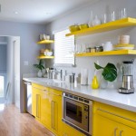 modern gray and yellow kitchen