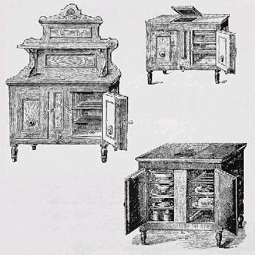 Three iceboxes dating from 1800